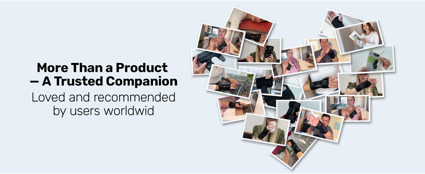 Marketing collage featuring multiple photographs arranged in heart shape with text 'More Than a Product - A Trusted Companion' above.