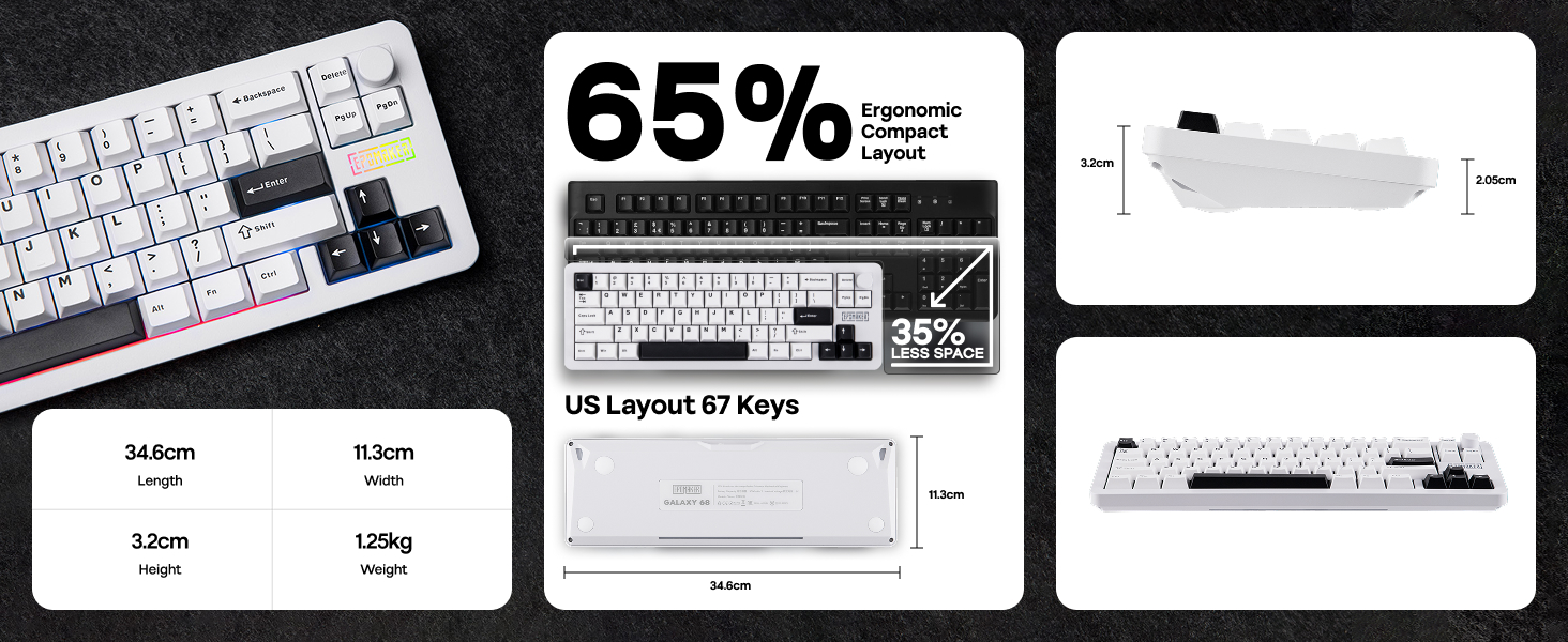 Galaxy68 Wireless Mechanical Keyboard in Aluminum with QMK/VIA Support