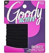 Goody Thick Hair Ties - Athletic Hair Bands 8 Count, Black- Suitable for All Hair Types - Ouchles...