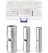 Chanzon 250pcs Non Insulated Butt Connectors Kit 22-18,16-14,12-10AWG Thick Pure Copper 0.8mm-1mm...