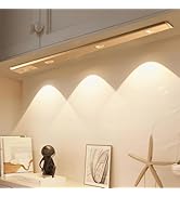 15.7inch Under Cabinet Lighting, 3-Lights Rechargeable Motion Sensor Light, 3-Color&amp; Dimmable Clo...