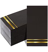 BUCLA 100-Count 3-PlyBlack and Gold Napkins - Black Paper Napkins Disposable Premium Quality - Di...