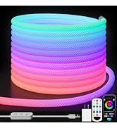 GIPOYENT Neon Light, 9.84ft Colorful LED Waterproof Rope Light with Remote APP/Remote Control, Mu...
