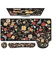 iCasso Floral Desk Mat, 4in1 Large Mouse Pad with Wrist Rest, Desk Matt for Desktop, Desk Pad Mat...