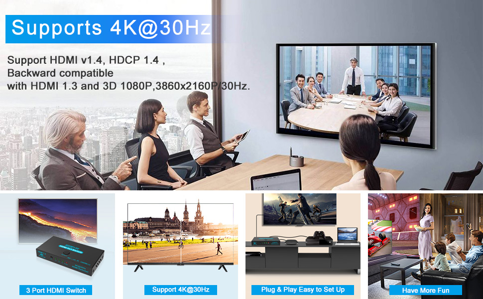 hdmi switch 3 port support 4K@30Hz