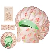 Vettres Pleated Silk Sleeping Bonnet with Eye Mask Double Layer Satin Hair Bonnets Sleep Cap for ...