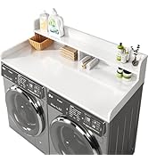 BigPonPon 2-Tier Washer and Dryer Countertop with 2.75" H Guard,54" W x 27.5" D Laundry Counterto...