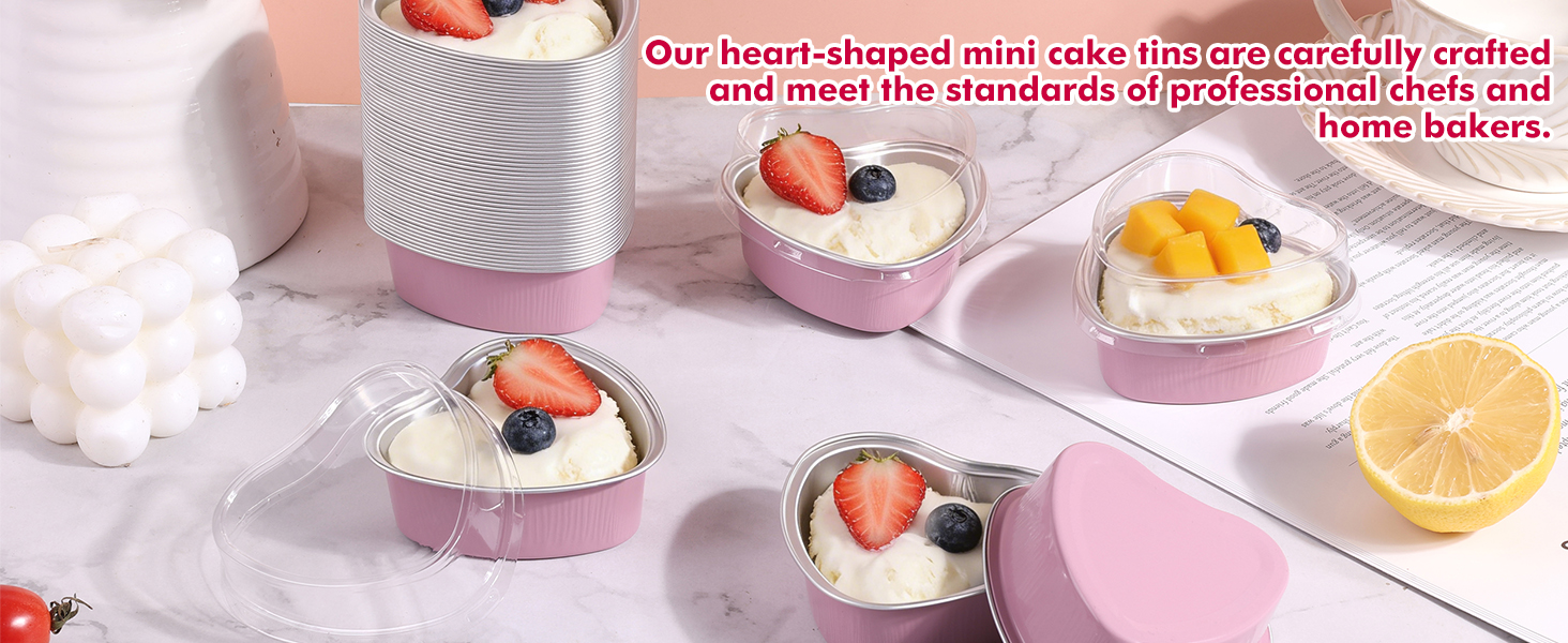 Mini Cake Pans with Lids, Small Disposable Aluminum Foil Cupcake Loaf Pans for Mother&amp;#39;s Day