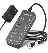 RSHTECH 7-Port Powered USB 3.2/USB-C Hub Splitter with 3 x 10Gbps USB-3.2 Ports (2C + 1A),4 USB-3...