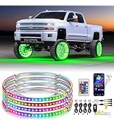 Nilight 4PCS 17.5inch LED Wheel Ring Lights RGB with APP and Remote Control Neon Lights Million C...