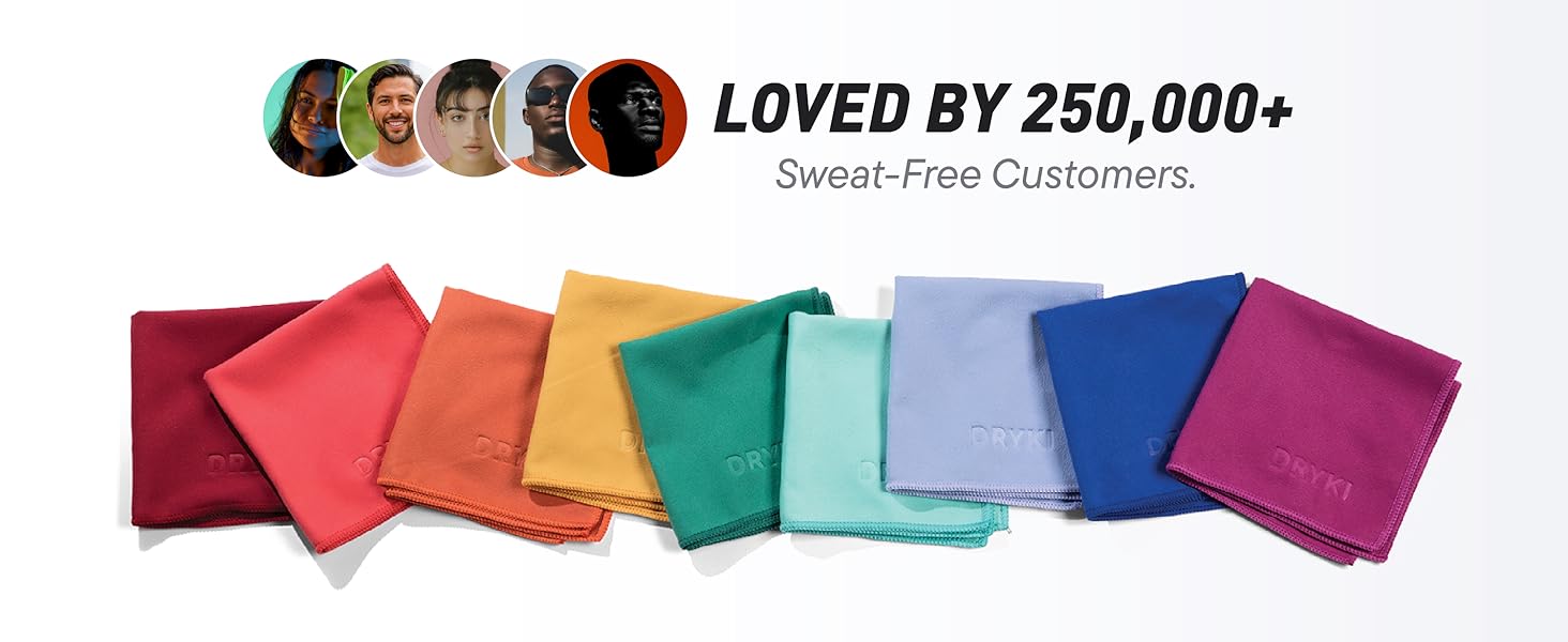 DRYKI pocket towels in multiple colors, reusable microfiber towels loved by 250000 plus customers