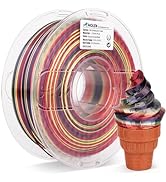 AMOLEN Silk PLA 3D Printer Filament, Shiny Multicolor Rainbow PLA Filament 1.75mm, Fast Color Cha...