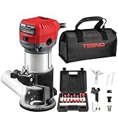 TEENO Wood Router, 6.5 Amp 1.25 HP Compact Router Tools for Woodworking, 13000-33000 RPM Hand Tri...