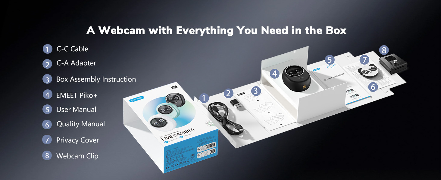 EMEET Piko+ webcam 4K for PC