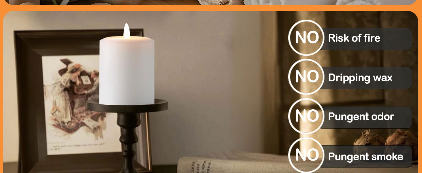 flameless pillar candles for wedding decor