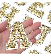 26Pcs Glitter Iron on Letters Gold Glitter Sequin Letter Patches Bling Letters for Clothing Hats ...