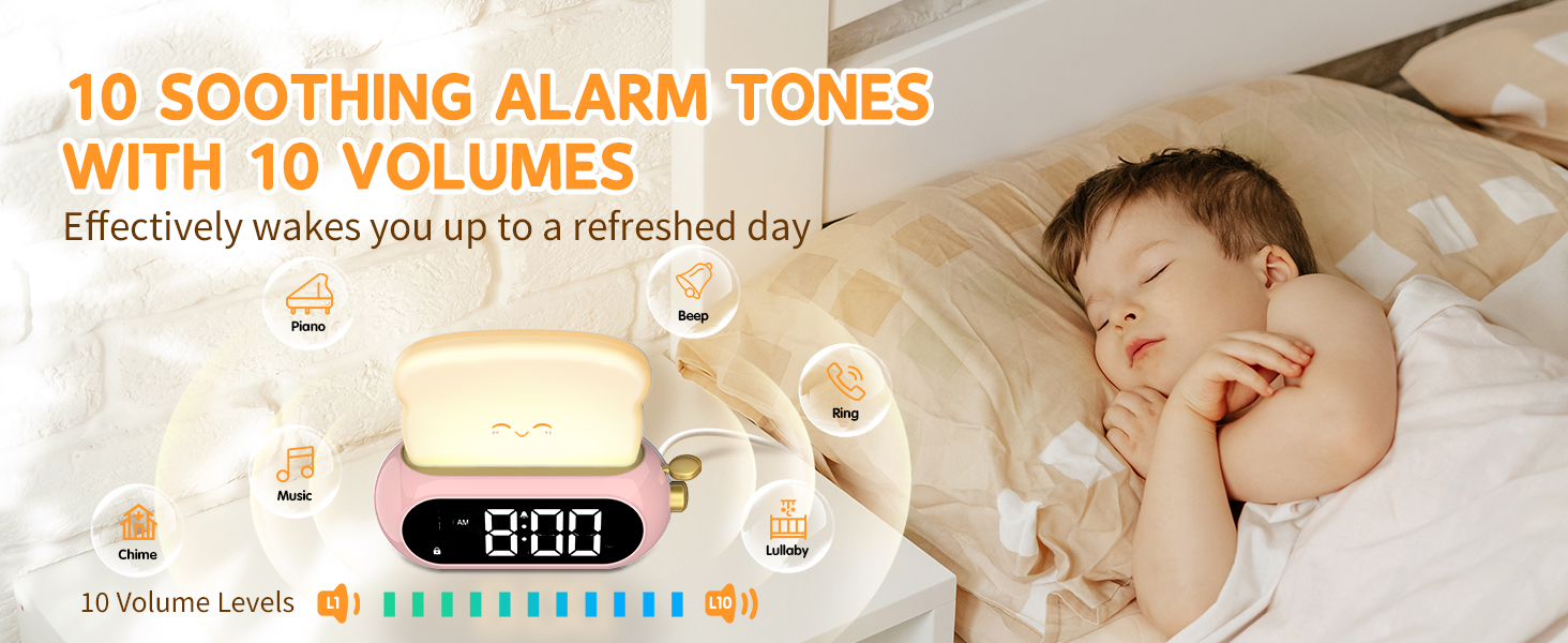 Cute Digital Clock with 10 Alarm Tones