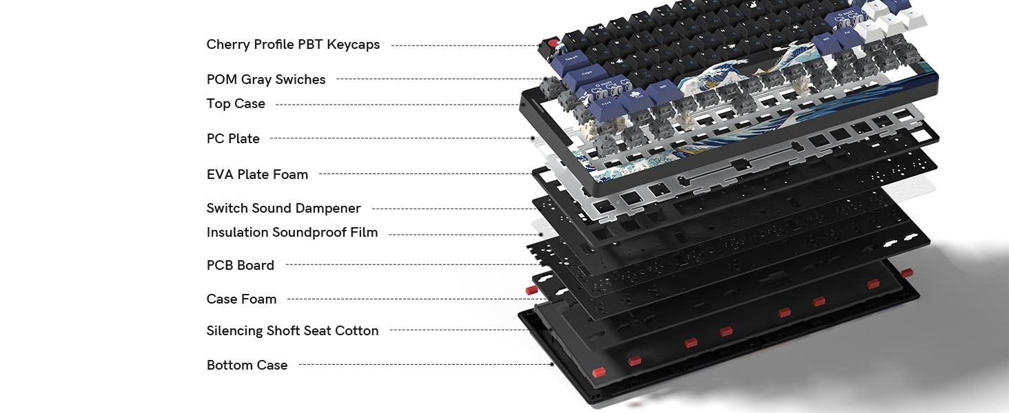 60% Percent Keyboard Wireless with QMK/VIA, Gaming Keyboard Kanagawa, Creamy Keyboard black
