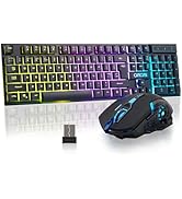 Gaming Wireless Keyboard and Mouse RGB Backlit Rechargeable Battery Gamer Combo Mechanical Feel A...