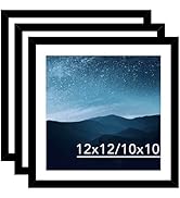 JCJMY 12x12 Picture Frame Set of 3 Black with 10x10 Mat for 30 x 30cm Diamond Art Painting, Displ...