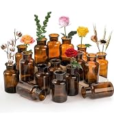 TOPZEA Set of 16 Amber Glass Bud Vases, 8.5 oz Small Brown Bud Vase Bulk Boho Glass Vase Decorati...