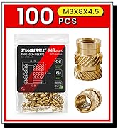 M3X8X4.5-100_Metric_Threaded_InsertBrass_Heat_Set_Insert_for_Plastic_Parts