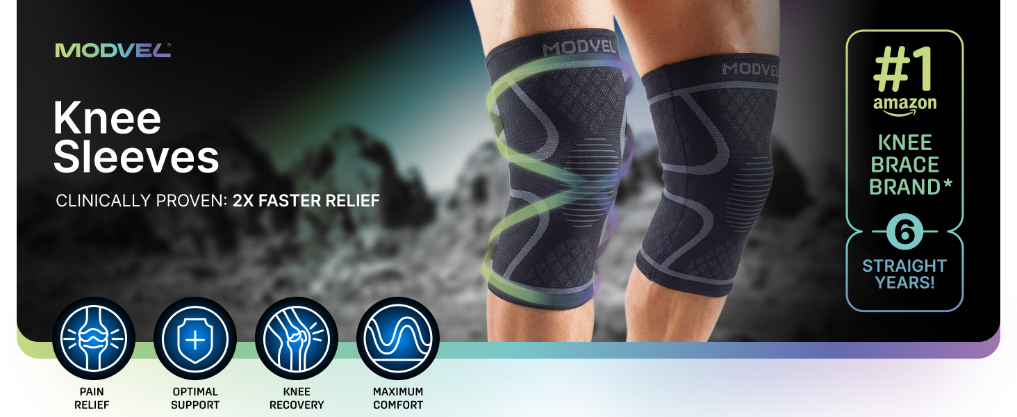 Modvel Knee Sleeves - Designed with Targeted compression and 3D-Knit Fabric