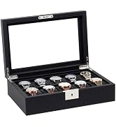 GUKA Watch Box, Luxury Watch Case with 55MM Wide Leather Pillows, 10 Slot Watch Organizer Storage...
