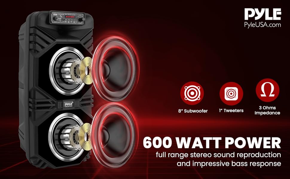 Pyle Bluetooth PA Speaker System - 600W Rechargeable Outdoor Bluetooth