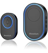 Wireless Doorbell for Home, Wesstun IP67 Waterproof Plug in Doorbell Chime with 39 Chimes, 5 Leve...