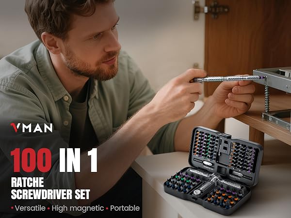 Ratchet Screwdriver Set, magnetic Screwdriver sets, S2 Steel Bits, DIY Combination Flexible Shaft