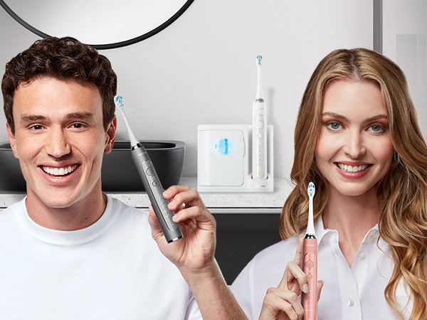 AquaSonic Vibe Series Electric Toothbrush with different cleaning modes, safe for sensitive teeth