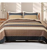 Whale Flotilla Camel Quilts Queen Size - Ultra Soft Boho Patchwork Print Lightweight Bedspreads F...