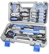 CARTMAN Tool Set General Hand Tool Kit with Plastic Toolbox Storage Case, Automoive Set Blue&amp;Gray