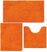 AINAHYVA Bathroom Rugs Chenille Bath mat 3 Piece Set, Super Absorbent, Strong PVC Non Slip Backin...