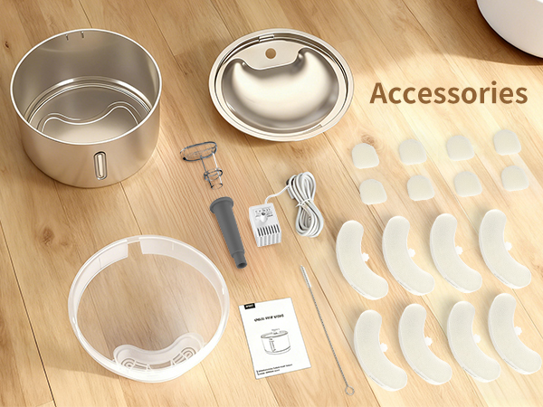 stainless steel cat water fountain with 8 replacement filters