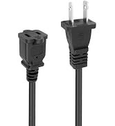 2 Prong Black Short Extension Cord 1 FT Indoor Small Power Cord Extension AC Waterproof Power Sup...