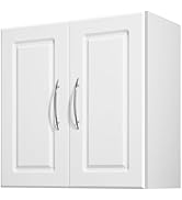VEVOR Laundry Room Wall Cabinet, 2-Tier Wall Mounted Hanging Cabinet with Adjustable Shelf, Cupbo...