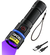 Siuyiu 365nm UV-Flashlight Blacklight with Filter Lens, 120W 6*LED Beads, USB-C Rechargeable Blac...