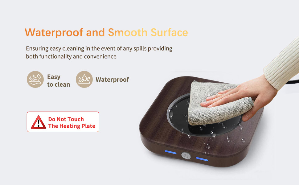 Text reads 'Waterproof and Smooth Surface'. Product demonstration showing water resistance testing on a leather surface.