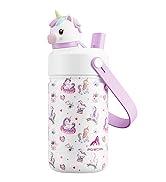 Kids Water Bottle for School: 2-in-1 Straw Spout Lid with Soft Animal Head, Leakproof