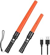 ULTRAFIRE 2-Pack 12 Inch &amp; 16 Inch Traffic Wands, 619 Lumen 3 Flashing Modes USB-C Rechargeable S...