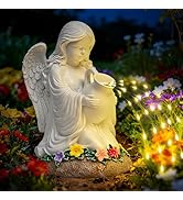 GIGALUMI Garden Statue, Solar Angel Decor Outdoor, Angel Decoration with LED for Patio Yard Lawn ...