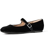 Essentials Women's Square-Toe Mary Jane Ballet Flat with Adjustable Metal Buckle Strap, No...