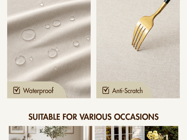 MIULEE Rectangle Linen Polyester Tablecloth