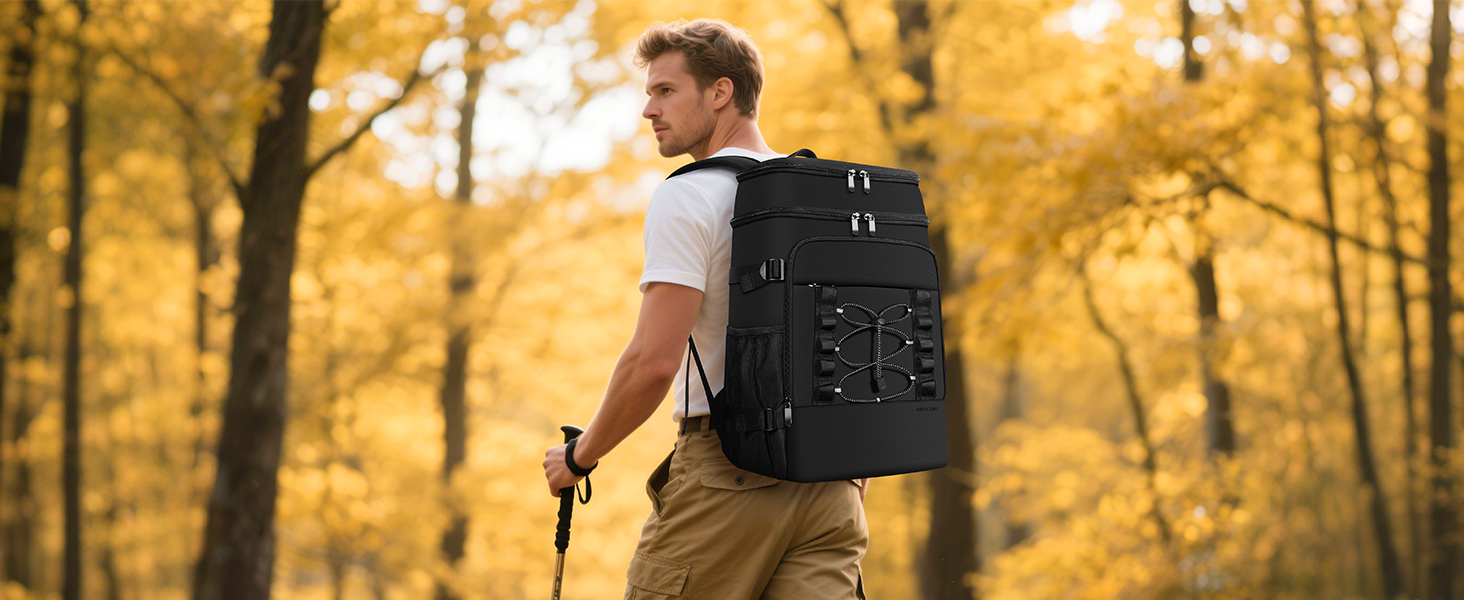 Conquer the trails with MIYCOO backpack cooler, a reliable hiking partner for fresh supplies.