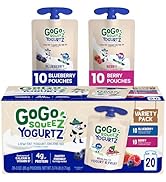 GoGo squeeZ yogurtZ Variety Pack, Blueberry &amp; Berry, 3 oz (Pack of 20), Kids Snacks Made from Rea...