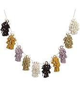 Boho Terracotta Christmas Tree Tassel Garland with Wood Beads Neutral Christmas Party Decor Yarn ...