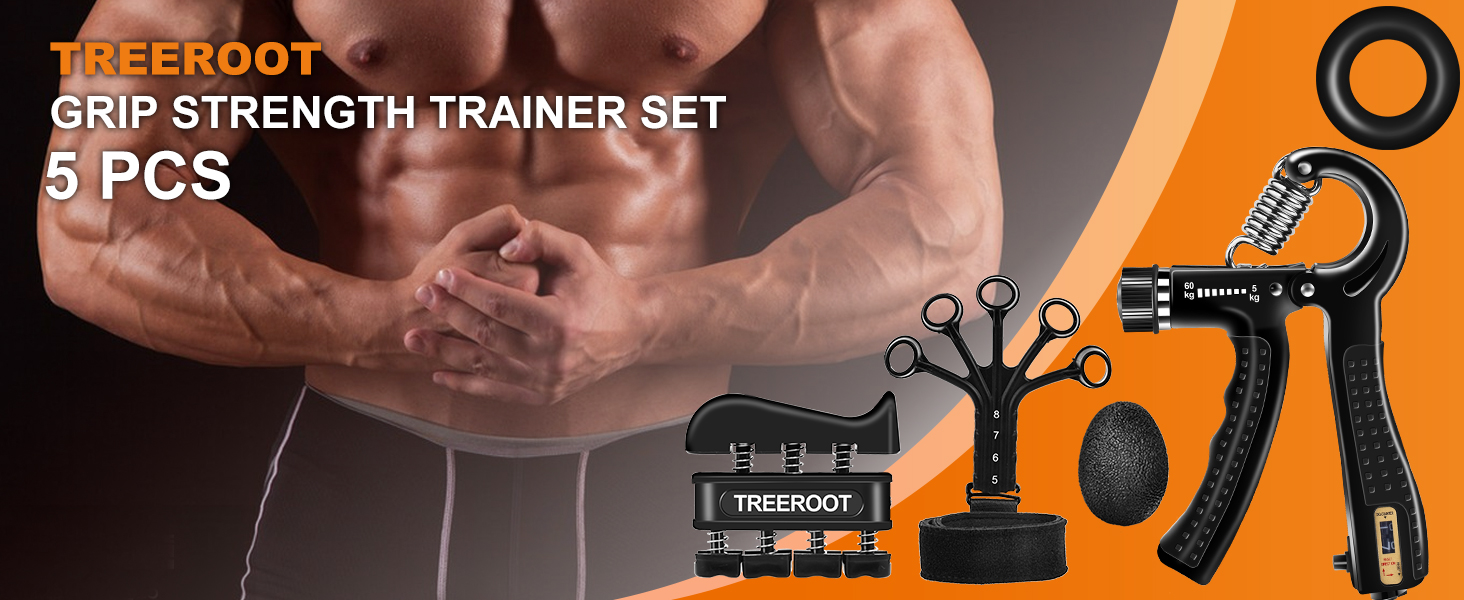 Grip Strength Trainer Kit, Hand Gripper Strengthener