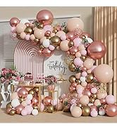 Rose Gold Balloon Garland Kit, Nude Pastel Pink Metallic Gold Matte White Balloons Gold and Rose ...